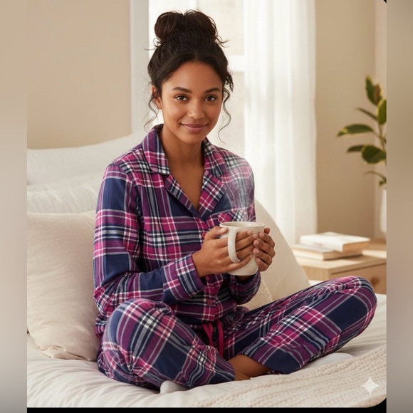Sonoma Other - New Women's Sonoma Flannel PJ Set in Pink & Navy Plaid 100%Cotton